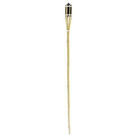 SEASONAL TRENDS 4 ft Bamboo Party Torch, 236 in H, Bamboo, Fiberglass, and Metal, Beige, Black Y2571